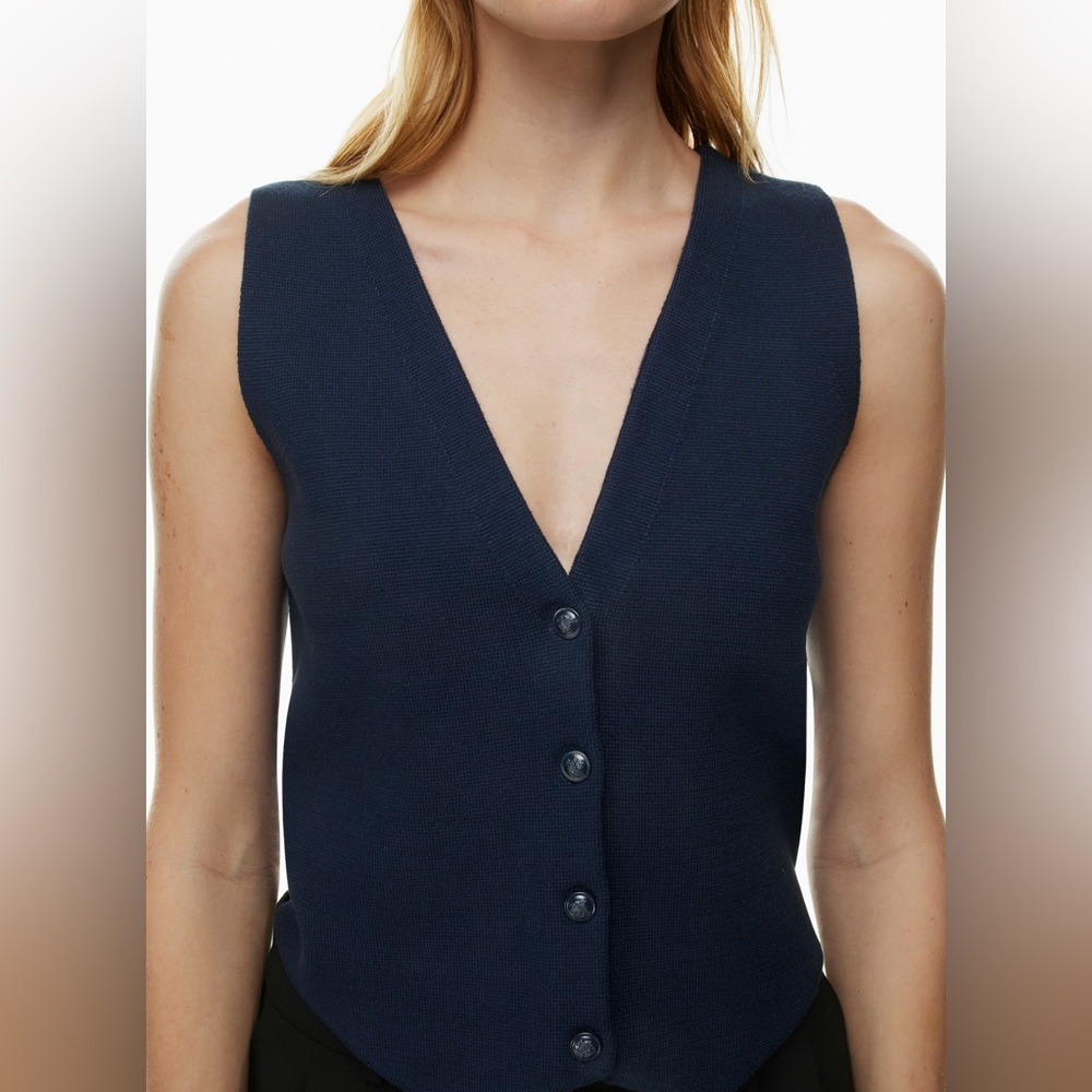 Aritzia Babaton Knit Facilitate Vest, matte pearl, medium
